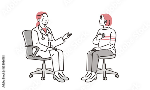 病院での診察シーン女性医師