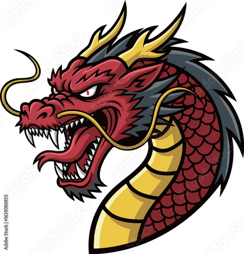 スタイリッシュな龍のロゴデザイン風のイラスト