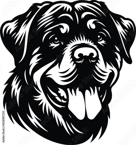 Wallpaper Mural Black and White Rottweiler Dog Portrait Torontodigital.ca