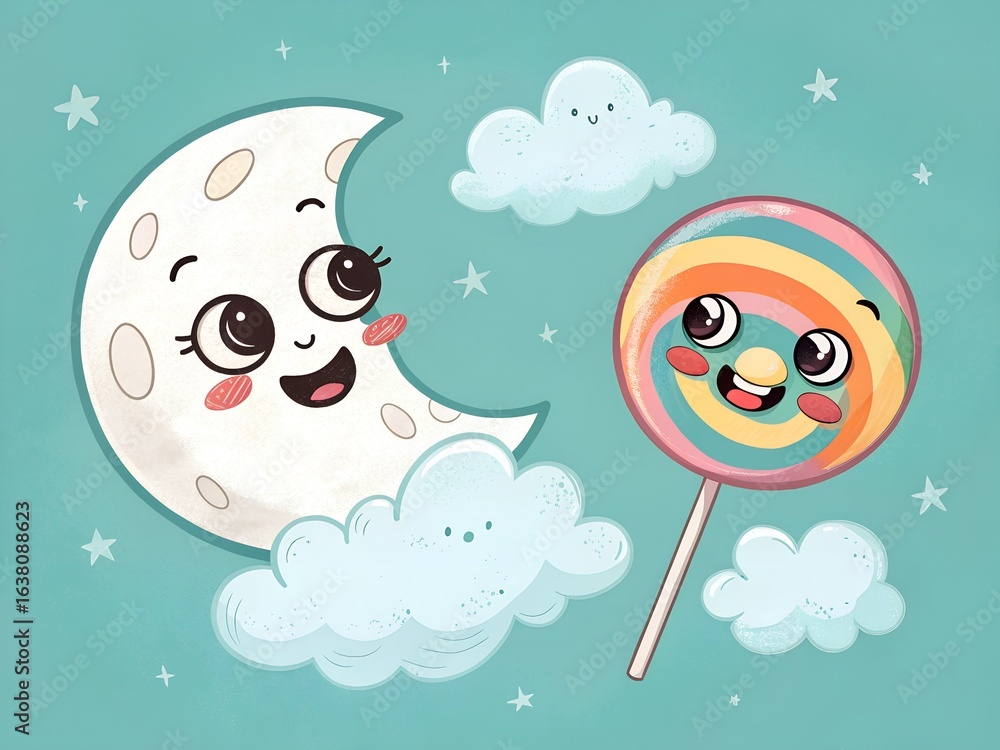 Naklejka premium moon and clouds
