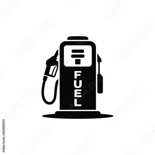 Black and white icon of a vintage fuel pump