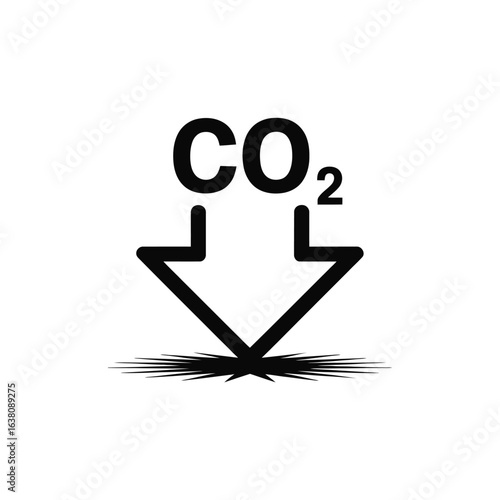 Carbon dioxide reduction symbol with downward arrow