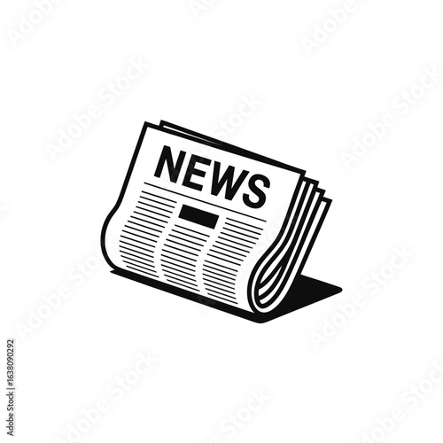 Black and white illustration of a folded newspaper