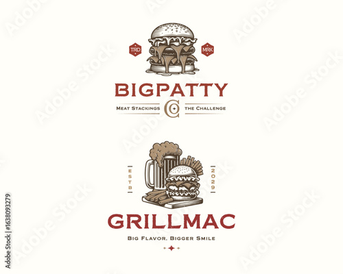 delicious cheesy big burger logo template 