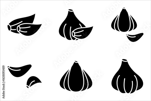 garlic icon set, Simple line vector illustration on white background.