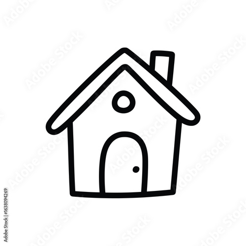 Simple hand drawn outline of a house with chimney