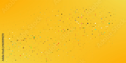 Yellow halftone pattern. Retro comic gradient background. Bright orange pixelated dotted texture overlay.