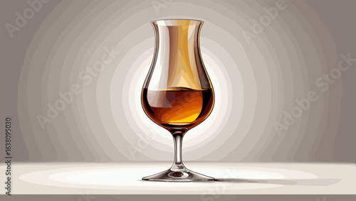Elegant glass of amber liquor displayed on a neutral background
