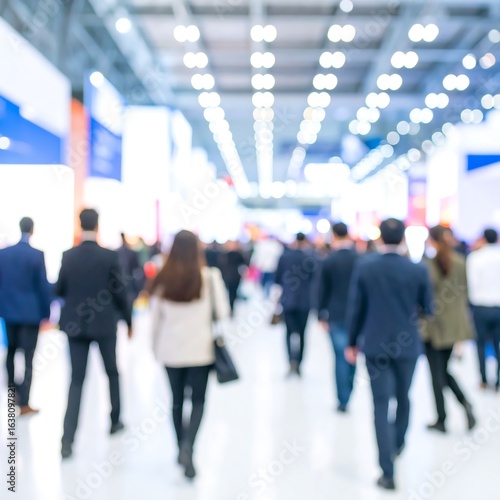 Blurred vision of bustling conference showcasing innovation, connection and business opportunities