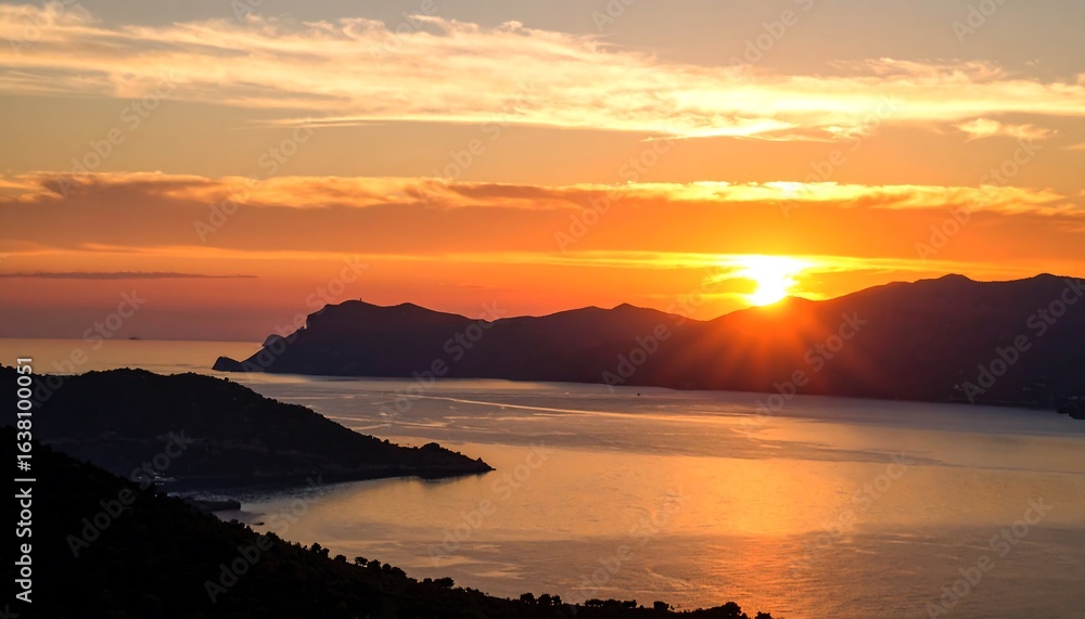 Stunning sunset over a coastal bay Stunning sunset over a coastal bay