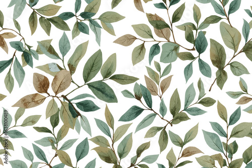 Seamless Linden Leaf Watercolor Pattern for Wallpaper, Packaging, Frames, Isolated on Transparent Background