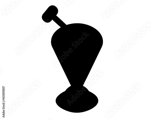 Simple black abstract graphic of an old style grenade or mace