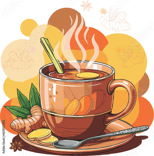 09082025_Hot Ginger Drink Illustration
This is a warm illustration of a cup of wedang jahe, a traditional Indonesian ginger drink.