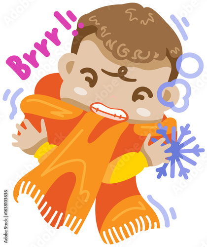 a boy, shivering and feeling cold
