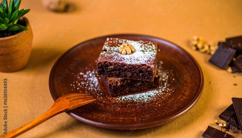 Fototapeta premium Rich Chocolate Walnut Brownie Perfection