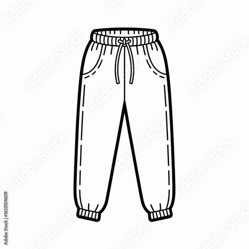 Jogger Pants Outline Illustration for Fashion and Apparel Design

