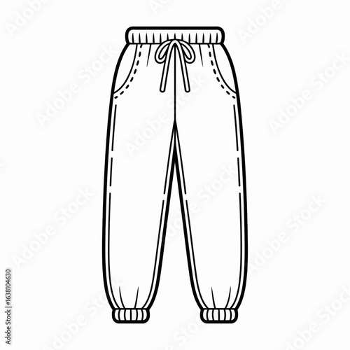 Jogger Pants Outline Illustration for Fashion and Apparel Design

