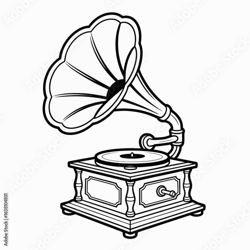vintage gramophone isolated on white