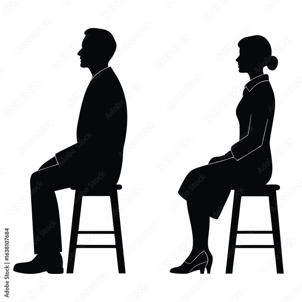 Fototapeta premium silhouette of a man sitting on a chair