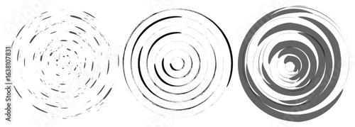 Abstract Spiral Swirl Vector Shapes – Circular Whirlwind Design Elements, Modern Twisted Circle Pattern, Artistic Hypnotic Motion Rings for Graphic Decoration, Illusion, and Creative Backgrounds

