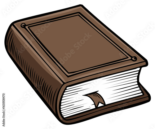 Closed Hardcover Book with Bookmark, Illustration