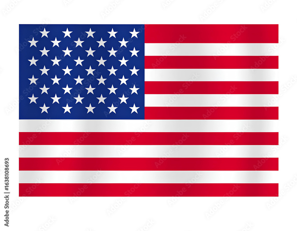 Naklejka premium USA Flag Icon – Vector Graphic in Official Colors Isolated on PNG Transparent.