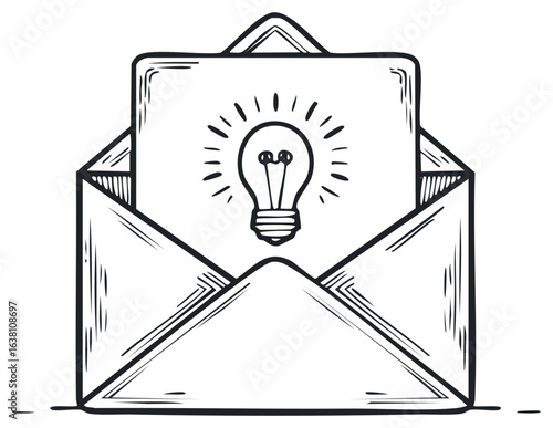 Innovative Idea Arrives in Envelope: A Hand-Drawn Symbol of Creativity and Inspiration