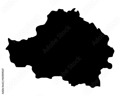 Detailed Silhouette Map of Chernivtsi Oblast, Ukraine, against a White Background