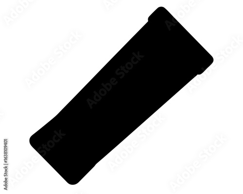 Black silhouette of a short tube, tilted with slight tapering shape
