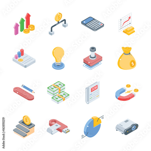 Download premium collection showing corporate management isometric icons