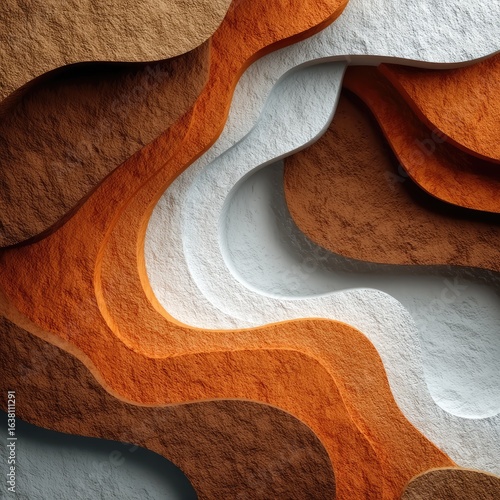 Abstract Layered Paper Background with Organic Waves