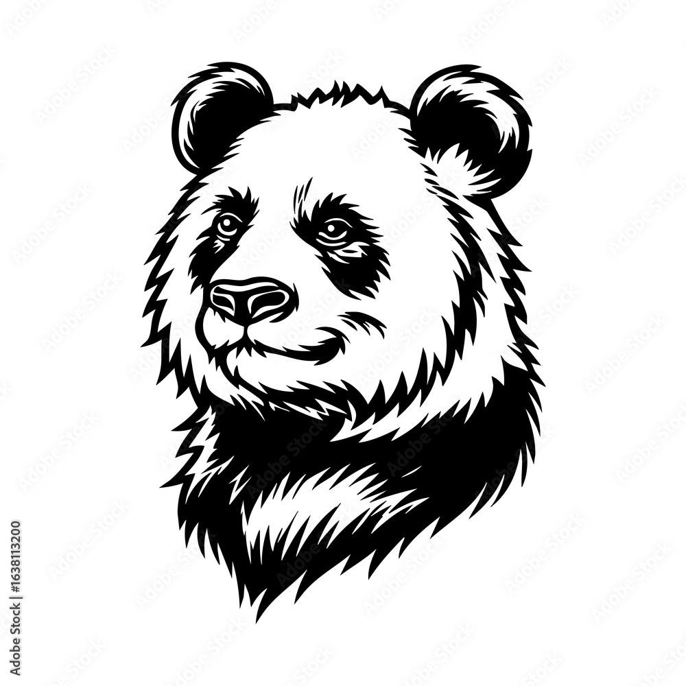 Fototapeta premium A cute and detailed vector illustration of a panda head in cartoon style. Perfect for T-shirt prints, logos, stickers, children’s books, and wildlife-themed designs.