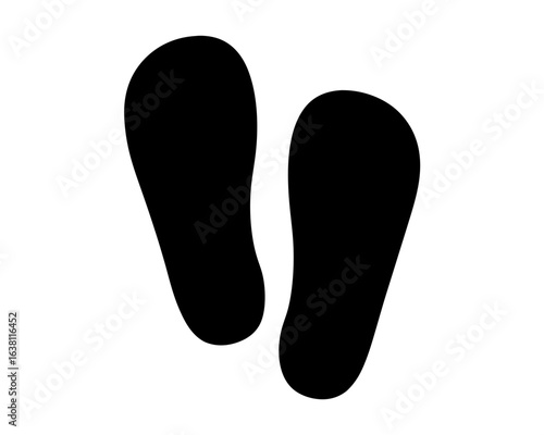Black flip flops silhouette, summer footwear, simple and minimalist graphic design