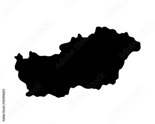 Black and White Silhouette of the Country of Hungary Geographic Representation