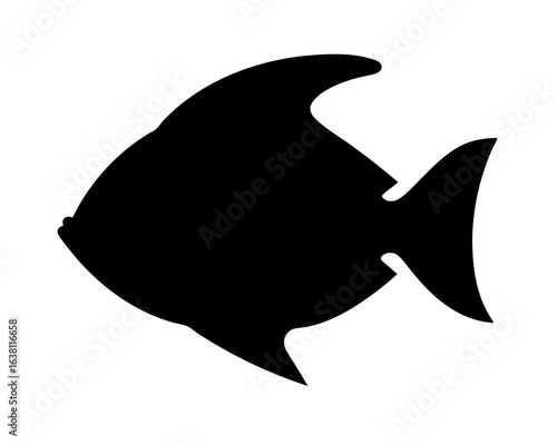 A sleek and modern black silhouette of a tropical fish species illustration