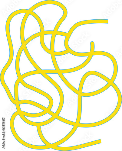 Abstract Maze Line Design. Minimalist yellow maze path illustration with smooth curves — perfect for puzzles, backgrounds, and creative graphic projects.