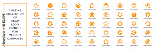 Amazing set bundle gear logo design combine