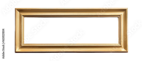 A classic golden picture frame set against a transparent background, ideal for showcasing artwork or photographs, enhancing the aesthetic appeal of any display