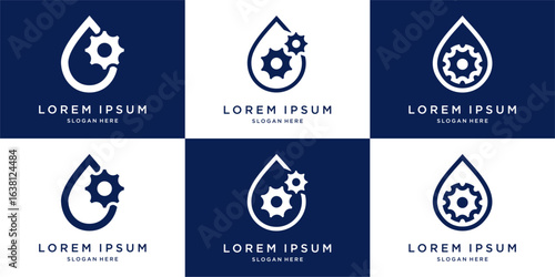 Drop gear logo design set template