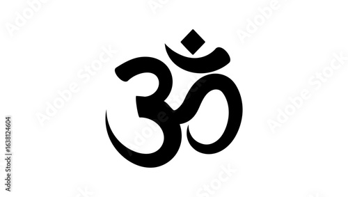 Om symbol, black isolated silhouette