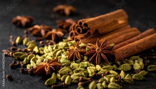 Wallpaper Mural Cinnamon Sticks And Spices On Dark Background Torontodigital.ca