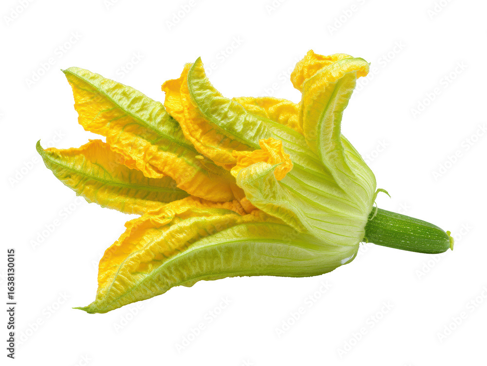 Fototapeta premium Fresh zucchini flower ready for culinary use in vibrant dishes