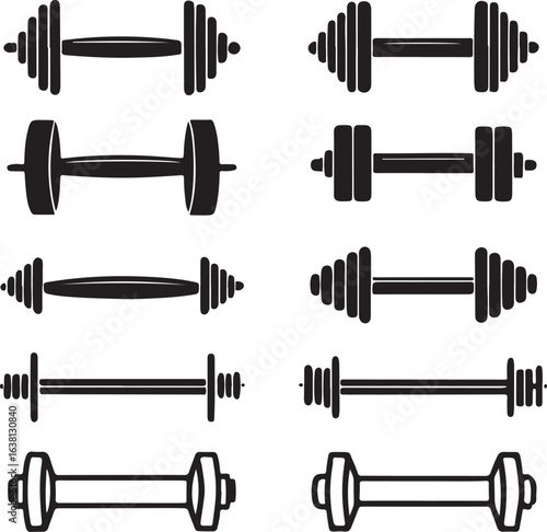 Collection of Dumbbell and Barbell Icons