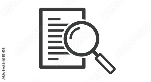 Vector Illustration of an magnifying glass inspecting documents