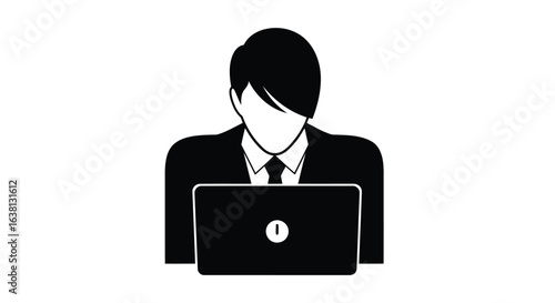 Vector Illustration of an person looking to an laptop