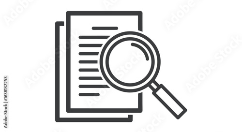 Vector Illustration of documents with magnifying glass