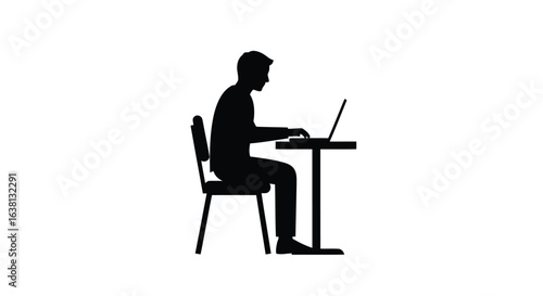 Vector Illustration of a person sitting on an chair and working on an laptop