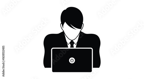 Vector Illustration of an person working on an laptop