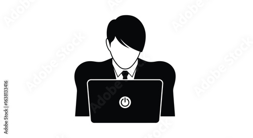 Vector Illustration of an person with an laptop working 