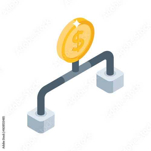Grab this trendy icon of financial network in isometric style